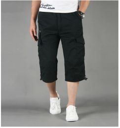Pantalones cortos para hombre Pantalones cortos de carga de algodón ocasionales de verano para hombre Pantalones capri de longitud larga con múltiples bolsillos Camuflaje militar masculino Tamaño corto M-5XL