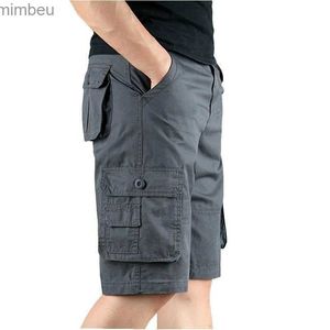 Shorts pour hommes Été hommes décontracté coton Cargo Shorts salopette longue longueur Multi poche culotte chaude militaire Capri pantalon mâle pantacourt 240226