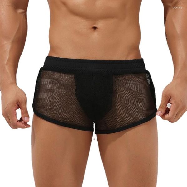 Shorts pour hommes été hommes décontracté maille pure maillot de bain respirant Ultra-mince vêtements de plage ample salon Homewear homme pyjama