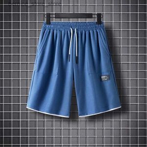 Shorts pour hommes Été hommes Shorts décontractés coréen de haute qualité bleu gaufre pantalons de survêtement mode haute rue Harajuku grand Code vêtements pour hommes 2023 Q240305