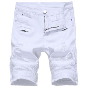 Shorts pour hommes été hommes Denim Slim décontracté genou longueur trou court jean pour hommes droite Bermuda Masculina blanc noir rouge