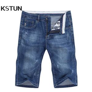 Shorts masculins Summer Mens Shorts 2023 Été mince élastique Blue Fashion Pocket Denim Shorts pour hommes Slim Fit Jeans Casaul Denim Shorts J240407