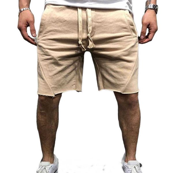 Hommes Shorts D'été Hommes Solide Casual Shorts Spandex Hommes Workout Genou Longueur Cordon Sweatshorts Fitness Ropa Hombre Court Homme G230303