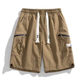 Pantalones cortos de verano para hombre, multibolsillos, grandes, sueltos, transpirables, con doble cremallera, informales, rectos, para jóvenes, L-9XL