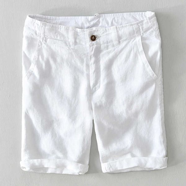 Shorts pour hommes été nouveaux hommes vêtements 5 couleurs décontracté lin blanc léger lâche respirant mode couleur unie Bermuda plage Y2302