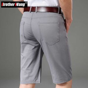 Shorts pour hommes été nouveaux hommes 97% coton Stretch Shorts décontractés affaires mode coupe régulière couleur unie pantalons courts mâle marque kaki gris L230719