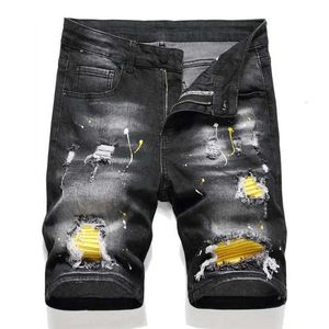 Shorts pour hommes Summer New Mens Fashion Elastic Denim Shorts rétro Street Style Old Slim Fit Shorts Jeans Splicing Design 98% Pure Cotton Brand J240522