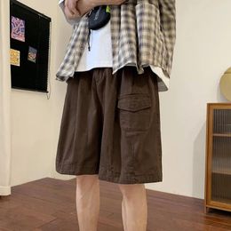 Herren-Shorts, Sommer-Overall, Übergröße, gerade, lässig, lockere Hose, einfarbig, Taschen, täglicher Oberbekleidung, Cargo-Shorts