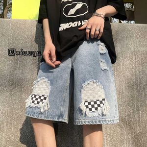 Shorts pour hommes Été Patchwork jean Shorts pour hommes tendances de la mode coréenne déchiré Streetwear bas adolescent Baggy Denim pantalon court vêtements décontractés T221129 T221129