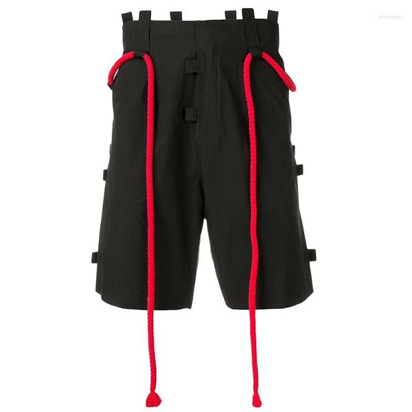 Shorts pour hommes été rouge corde ligne de couture mode jeunesse ville décontracté grande taille