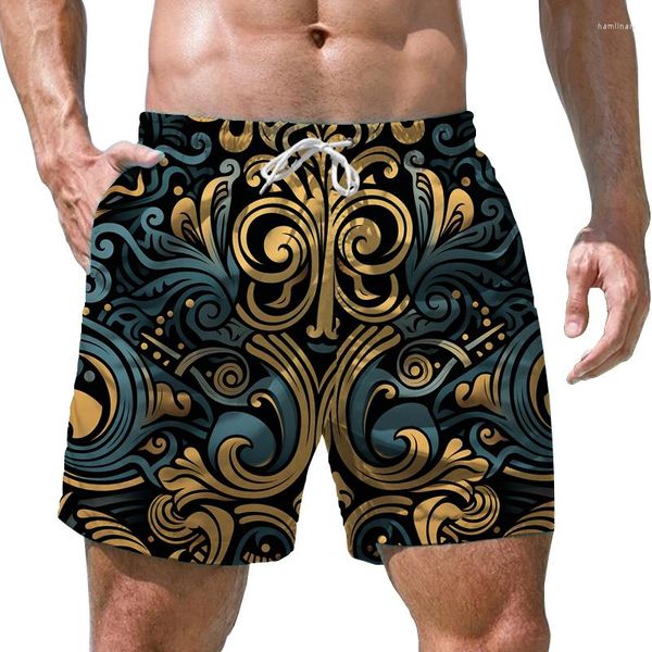 Shorts pour hommes d'été motif rétro imprimé en 3D style ethnique mode tendance décontracté