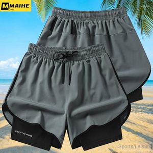 Shorts pour hommes Summer Running Sportwear 2-en-1 Respirant Jogging Double Bottom Gym Fitness Training Maillot de bain Plage