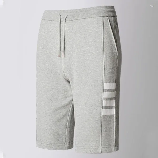 Shorts pour hommes Pantalons de sport d'été Lâche Cordon Gris Haute Qualité Blanc Rayé Design Court Genou Longueur Homme