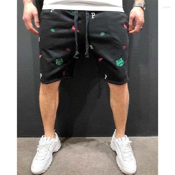 Shorts pour hommes Summer Stitchwork 5 points Pantalons Gyms Fitness Sports Coton Tendance Élastique Slim Outdoor Hommes