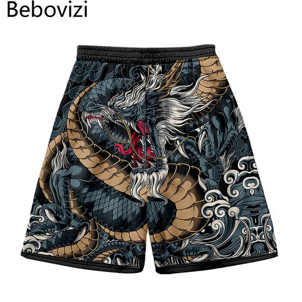 Shorts pour hommes été Streetwear Shorts décontracté ample hommes plage sweatshorts Anime chinois Dragon imprimer grande taille Shorts 230617