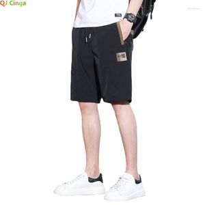 Pantalones cortos de verano para hombre, pantalones de playa informales a la moda con cordones, bordados Hanzi en negro y caqui, empalme M-5XL 6XL