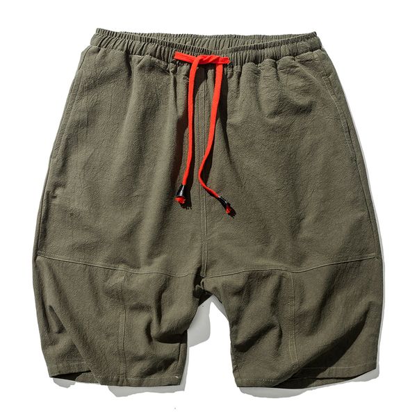 Pantalones cortos para hombres Estilo de verano Pantalones cortos de lino y algodón para hombres Bloomer Pantalones cortos de lino sueltos para hombres Pantalones cortos de calle ABZ398 230404