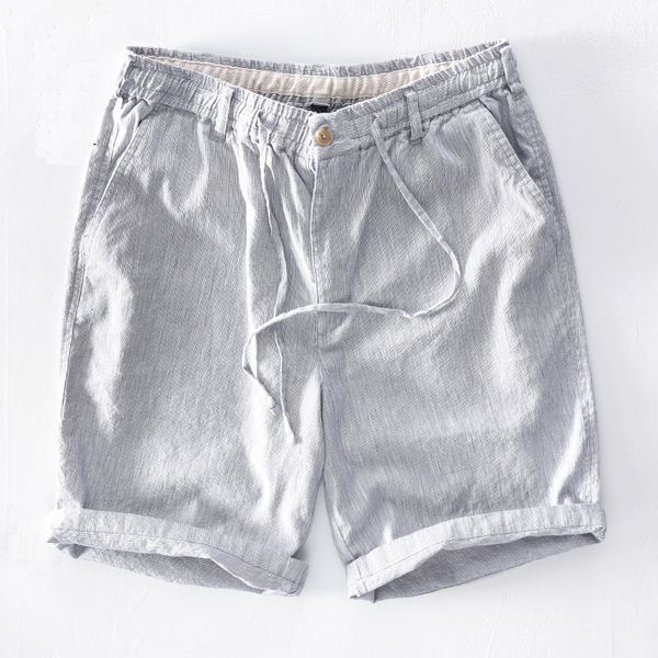 Shorts pour hommes Pantalons de survêtement d'été Shorts à cordon Vêtement Jogger Shorts 100% lin pur Survêtements confortables Y2959 230417