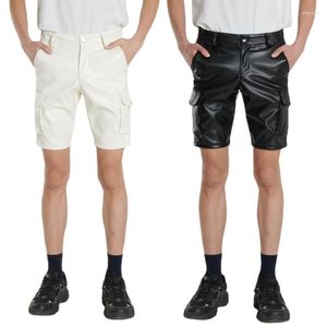 Short Homme Ete Mince Milieu Jeune Cuir Pantalon Elastique Blanc Noir Mode Et