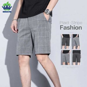 Pantalones cortos para hombres Verano fino tejido liso de manga corta para hombre de negocios pantalones hasta la rodilla pantalones cortos de playa rectos Moda coreana pantalones grises ropa de marca C240402