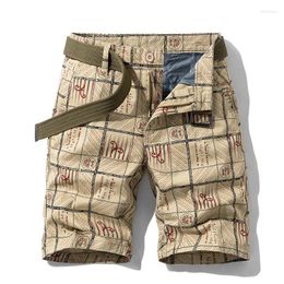 Herren Shorts Sommer Vintage Multi Pocket Arbeit Männlicher Vater Lose Business Capris Lässige Mode Gerade Strandhose