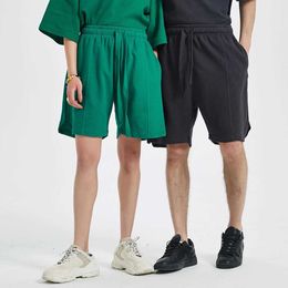 Shorts pour hommes Les shorts d'été en mélange de coton tricoté gaufré sont amples et adaptés aux sweat-shirts brossés J240325