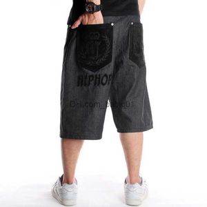 Shorts pour hommes été jambe large Hip-Hop broderie lâche Jeans Shorts mâle Baggy Skateboard Shorts hommes Denim Capri pantalon grande taille 30-46 T230502