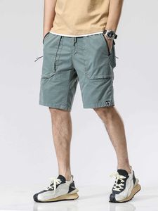 Shorts pour hommes d'été poches zippées Cargo Shorts hommes 2022 nouveau coton solide cordon taille élastique décontracté court mâle droit Shorts de plage G230316