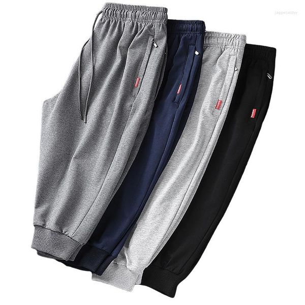Calções masculinos verão zip bolsos sweatshorts masculino calças curtas jogger calças capris masculino algodão sólido casual plus size 8xl