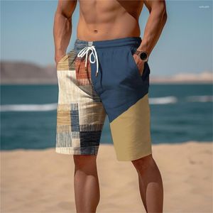 Heren shorts Sweat Beach Terry Drawring Elastische taille 3D -print kleurenblok Grafische afdrukken Geometrie Katoenmengsel