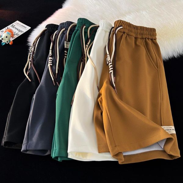 Pantalones cortos para hombre, chándal para hombre, estilo japonés, Color sólido, con cordón, informal, Bermudas, ropa de calle, transpirable, de talla grande