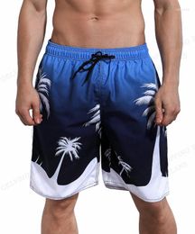 Pantalones cortos para hombre Natación Árbol de coco 3d Tabla de surf Rayas coloridas Playa Hombres Troncos Masculina Traje de baño Calzoncillos deportivos