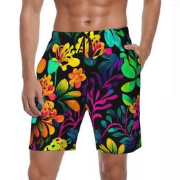 Pantalones cortos para hombres Trajes de baño Tablero floral Ditsy brillante Flores densas de verano Pantalones cortos de playa casuales Hombres Ropa deportiva Bañadores de secado rápido