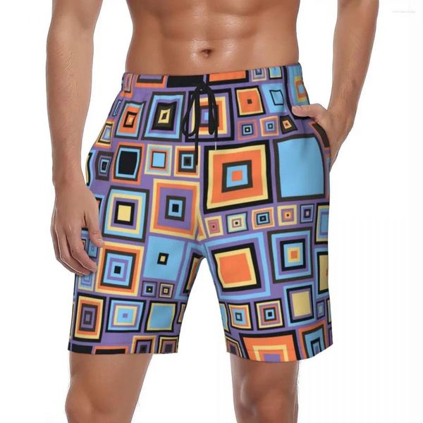 Shorts pour hommes Maillots de bain Coloré Rétro 60s Board Été Géométrique Vintage Y2K Pantalons courts Hommes Sports Fitness Séchage rapide Maillots de bain