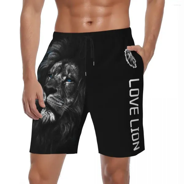 Shorts pour hommes maillots de bain LOVE LION Ctue Animal Gym été Cool imprimé classique plage pantalon court surf séchage rapide maillot de bain