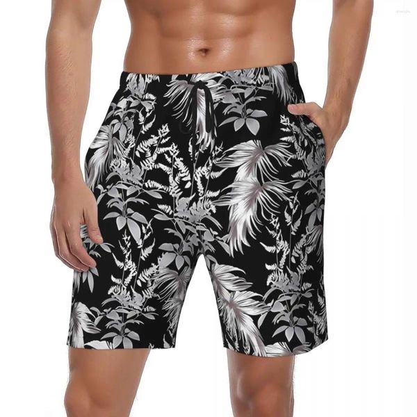 Shorts pour hommes maillots de bain feuilles tropicales conseil été Hawaii Cool décontracté plage pantalons courts homme conception sport Surf troncs à séchage rapide