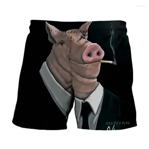 Shorts pour hommes maillots de bain 2024 été 3D imprimé cochon taille élastique drôle natation pantalons de plage fitness sexy