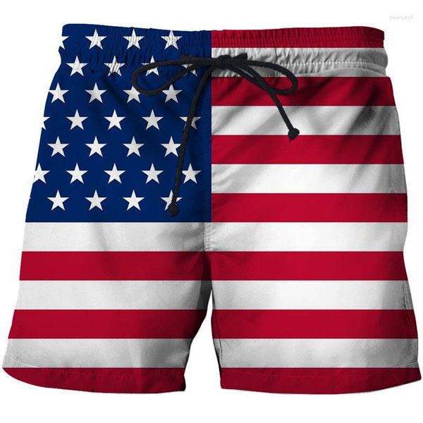 Pantalones cortos para hombres Traje de baño Bandera americana Tabla de surf 3D Corto Niños Playa Hip Hop EE. UU. Traje de baño Pantalones deportivos Calzoncillos Niño