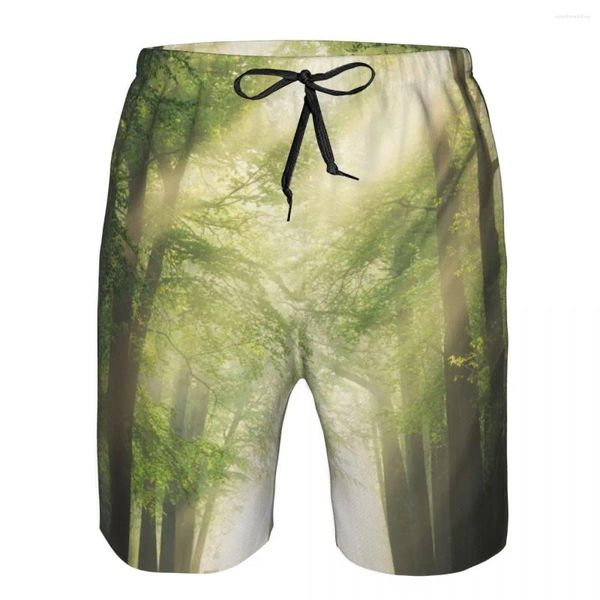 Shorts pour hommes Chapeaux de bain hommes Bermuda Prage Pathway Middle Green Leafhed Trees rapide Dry Seaside Mens Vacale Mâle