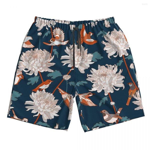 Pantanos cortos para hombres trajes de baño Bermuda playa vintage chrysanthemum rápido para hombre seco para hombre vacaciones macho