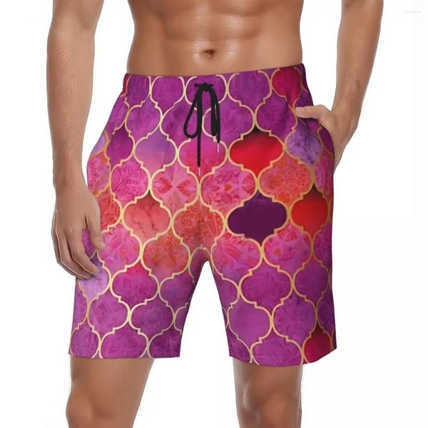 Pantalones cortos para hombres Traje de baño Tablero rosa Verano Mozaik Morroco Pantalones cortos casuales Hombres Diseño Deportes Surf Secado rápido Bañadores