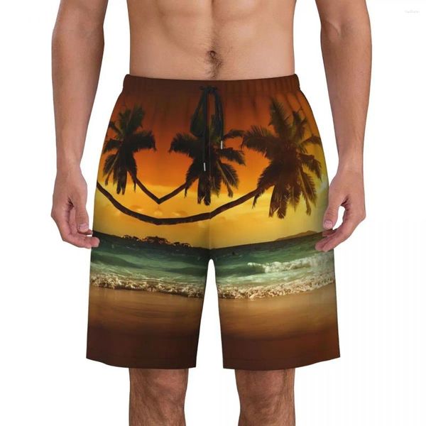 Pantalones cortos para hombre, traje de baño con estampado 3D de trópicos marinos, pantalones cortos elegantes a la moda de verano, bañadores deportivos para surfear de secado rápido