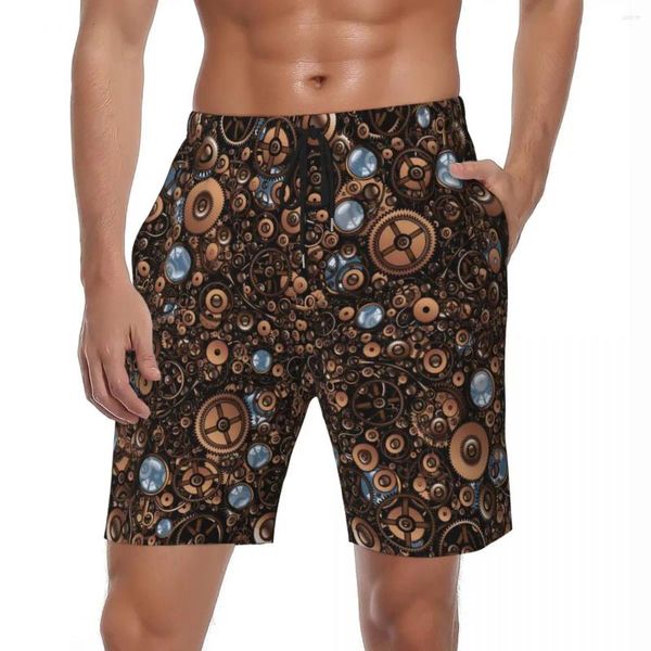 Pantalones cortos para hombres Traje de baño Steampunk Gear Board Verano Estilo vintage Casual Playa Pantalones cortos Ropa deportiva Bañadores de natación de secado rápido