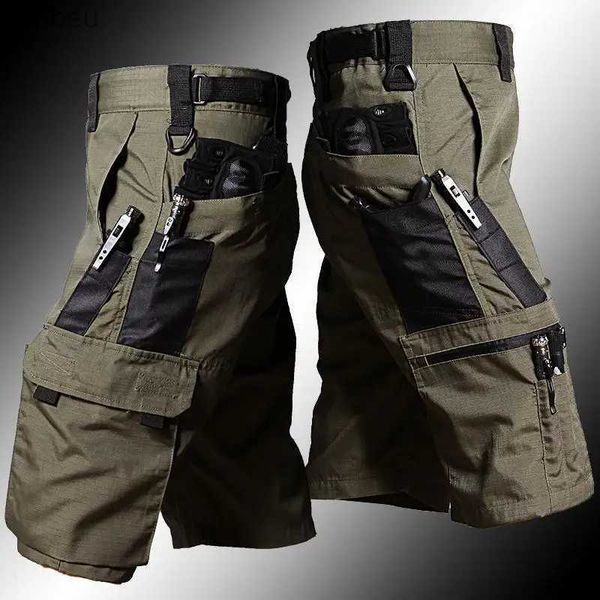 Shorts pour hommes Tactique Armée Vert Split Pantalon de Travail En Plein Air Hommes Camo Forces Spéciales Short D'entraînement Été Multi Poche Pantalon Fendu 240226