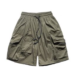 Pantalones cortos para hombres TDFR Pantalones cortos tipo cargo con múltiples bolsillos para hombre Estilo Safari de verano Pantalones cortos hasta la rodilla de color sólido Pantalones cortos sueltos casuales para hombres 230506