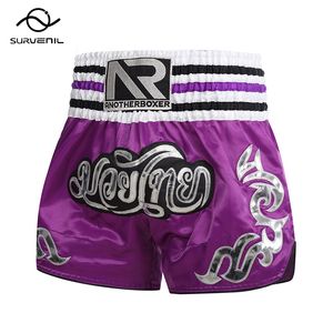 Shorts voor heren Thaisboksshorts Paars geborduurde boksshorts Dames Heren Taekwondo-boksshorts voor kinderen Gymnasiumgrijp Vechtsportkleding 230718