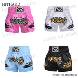 Heren shorts Thaise bokshorts dames kinderbokshorts 2024 Nieuwe geborduurde vechtsporten kooi vechten grijp vechten tegen taekwondo training shorts t240419