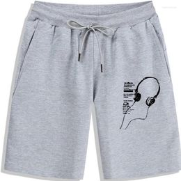 Herenshorts THE COOLMIND Casual losse katoenen muziekoortelefoon met lange mouwen Gedrukt Ronde hals Korte zomerman