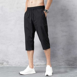 Short homme mince Nylon noir cravate ample 3/4 pantalon 2021 été dernier Bermuda conseil séchage rapide plage tenue décontracté M-5XL X0705