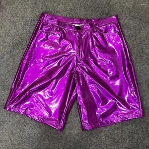 Heren shorts Thoshine Brand Summer Men Latex Loose Fashion PVC Leather Shiny Nightclub Party Hip-Hop Dance Knie Lengte